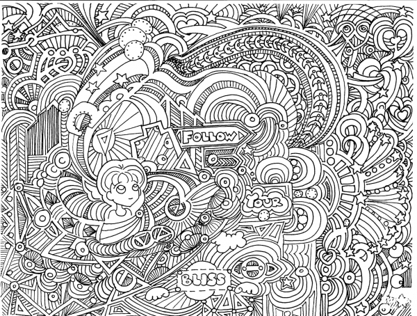 Follow Your Bliss Doodle coloring page image