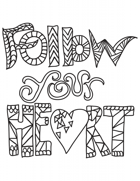 Follow Your Heart coloring page image
