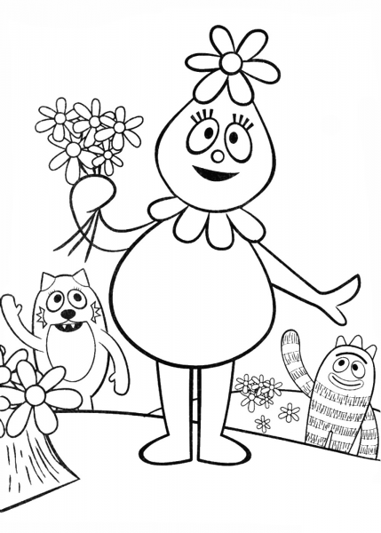 Foofa with Flowers coloring page image