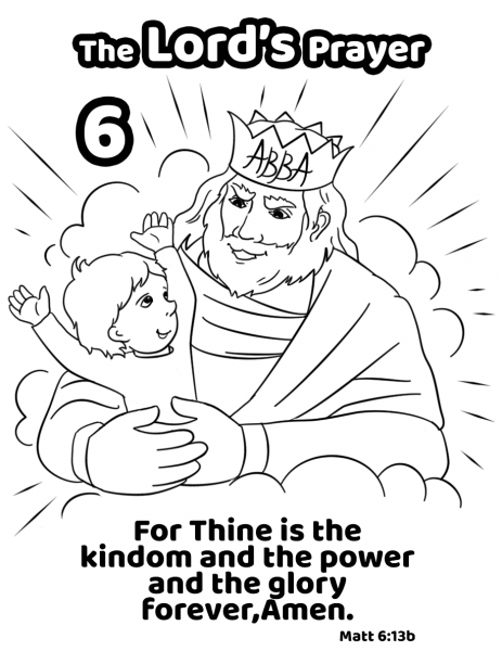 For Thine is the Kingdom and the Power and the Glory Forever, Amen coloring page image