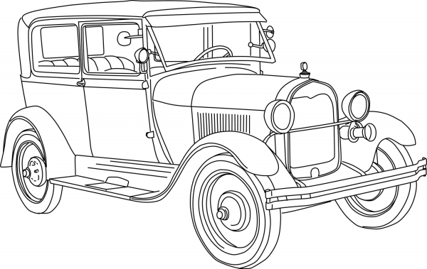 Ford Model A (1928) coloring page image