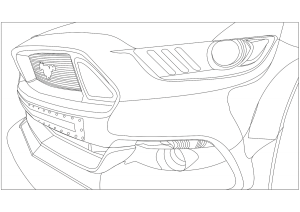 Ford Mustang Front Veiw coloring page image