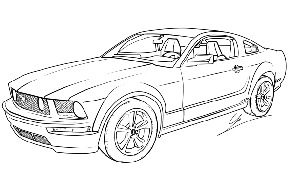 Ford Mustang GT coloring page image