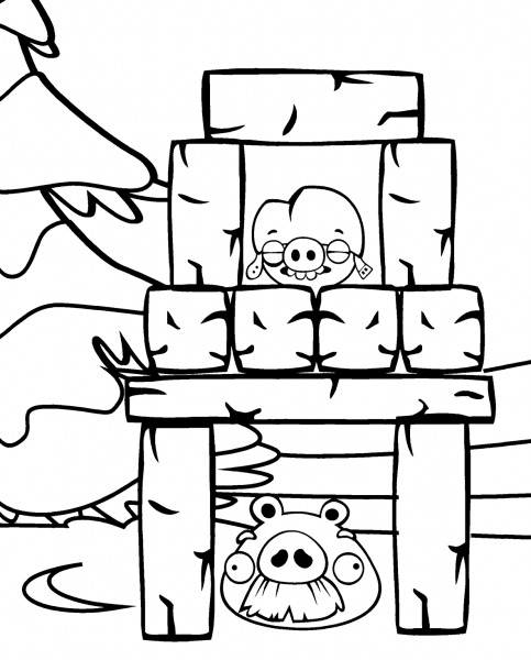 Foreman and Corporal Pig coloring page image
