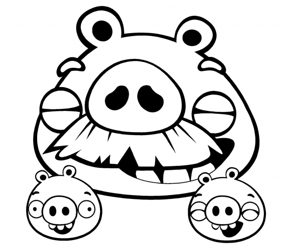 Foreman Pig and Minions coloring page image