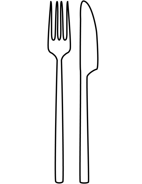 Fork and Knife coloring page image