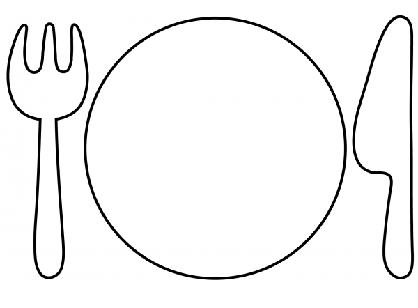 Fork and Knife with Plate Emoji coloring page image
