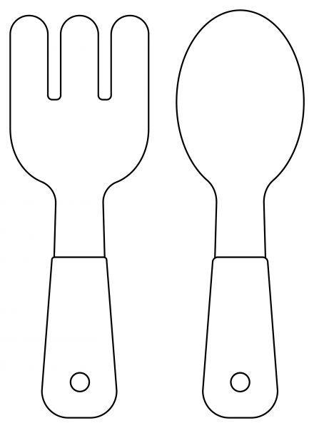 Fork and Spoon coloring page image