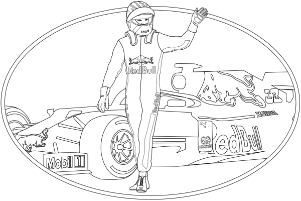 Formula 1 Winner coloring page image