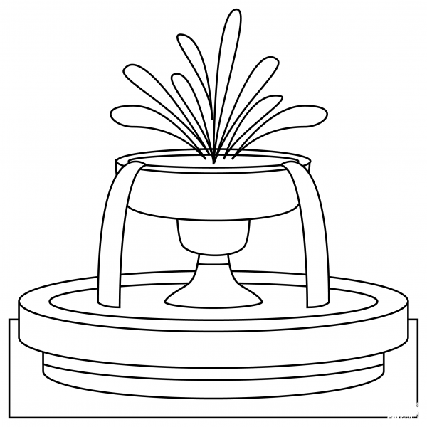 Fountain coloring page image