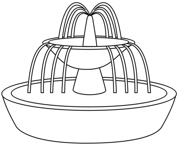 Fountain coloring page image