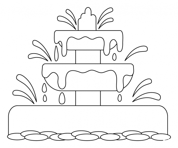 Fountain coloring page image