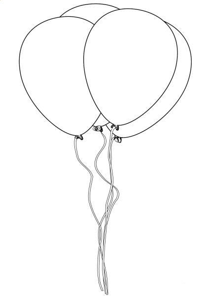 Four Balloons coloring page image