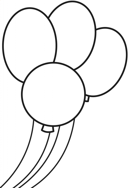 Four Balloons coloring page image
