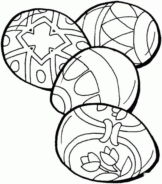 Four Easter Eggs coloring page image