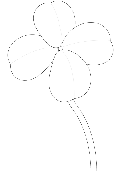 Four-leaf clover coloring page image