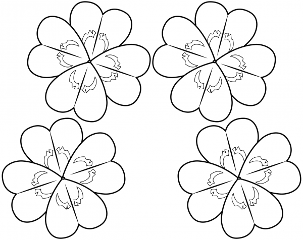 Four-Leaf Clovers coloring page image