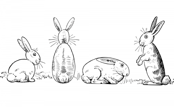 Four Rabbits coloring page image