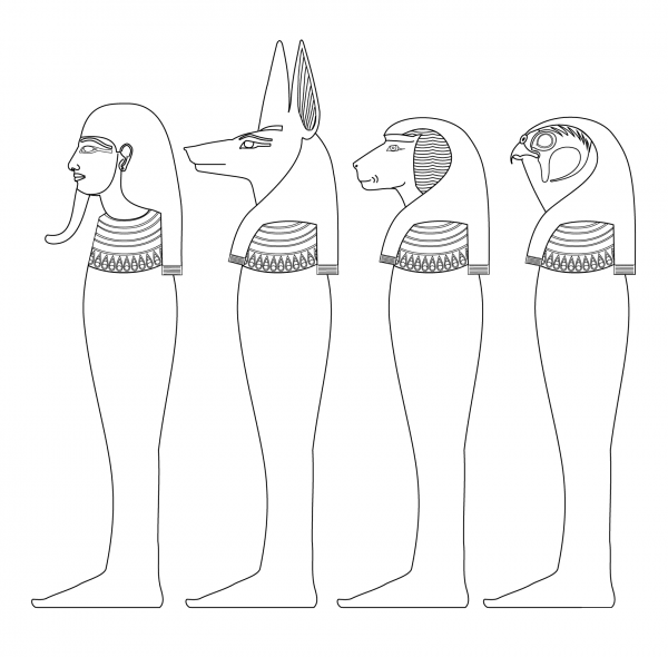 Four Sons of Horus coloring page image