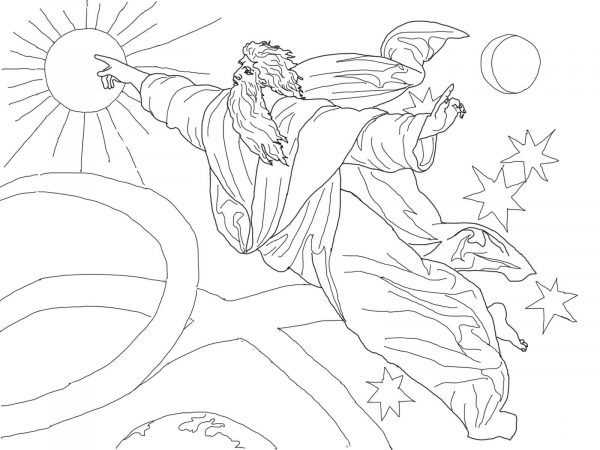 Fourth Day of Creation coloring page image