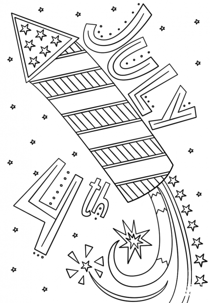 Fourth of July Fireworks Doodle coloring page image