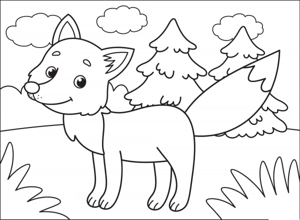Fox coloring page image