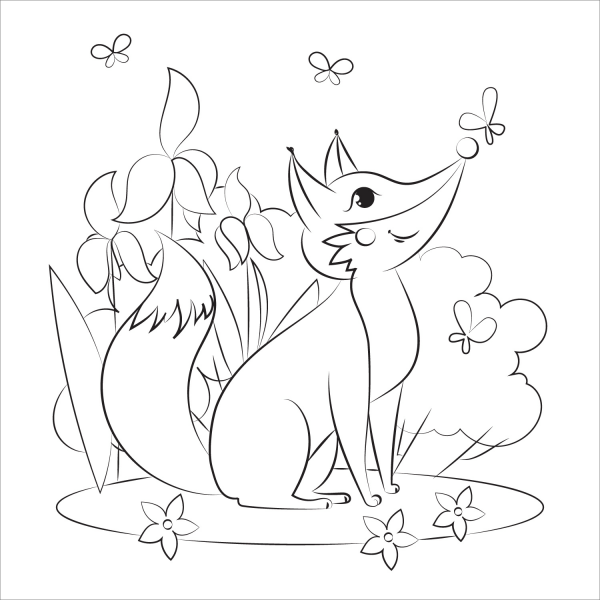 Fox coloring page image