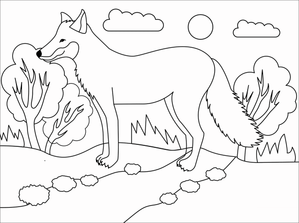 Fox coloring page image