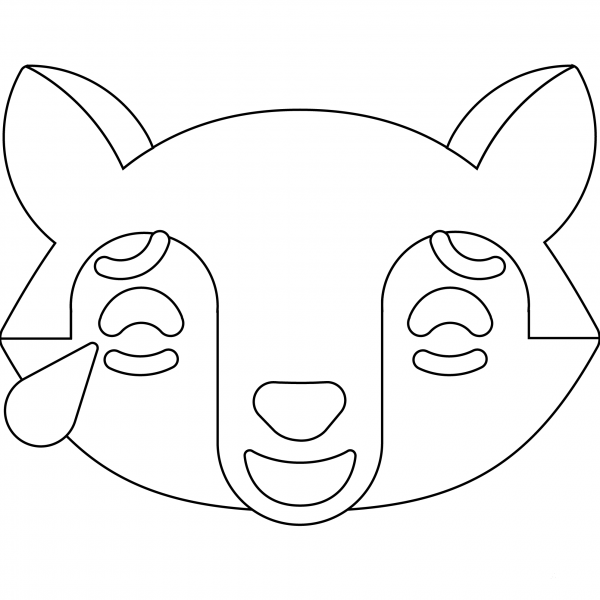 Fox Tear of Joy Face Emoji coloring page image