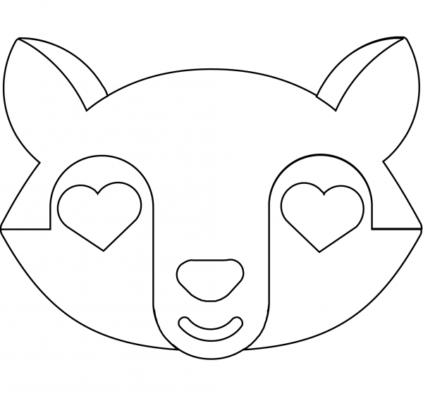 Fox with Heart Eyes Face Emoji coloring page image