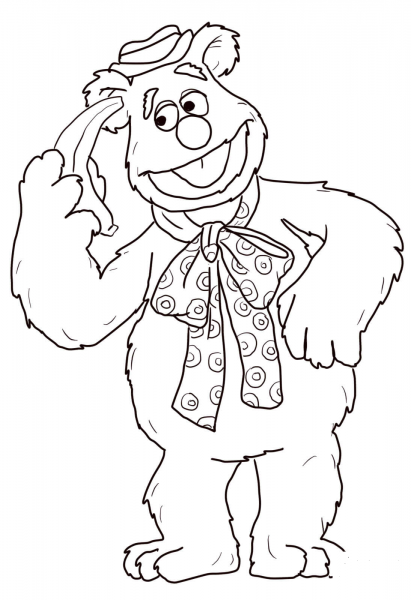 Fozzie Bear with Banana coloring page image