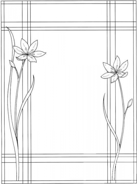 Frame With Two Flowers  coloring page image