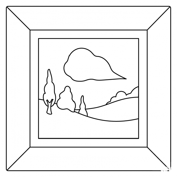 Framed Picture Emoji coloring page image