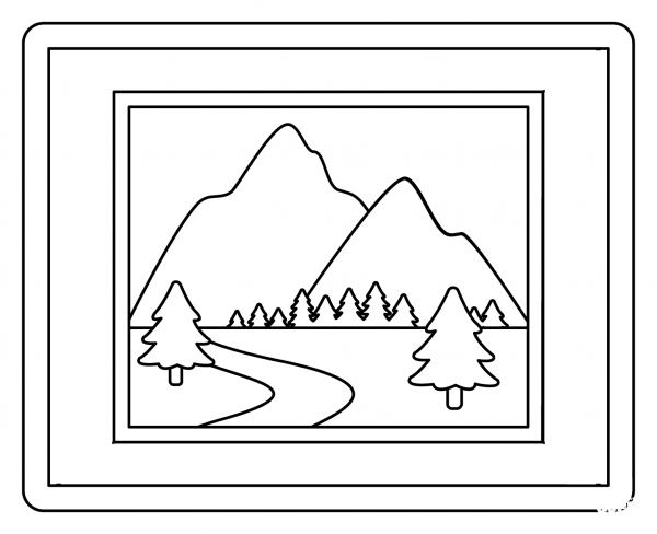 Framed Picture Emoji coloring page image