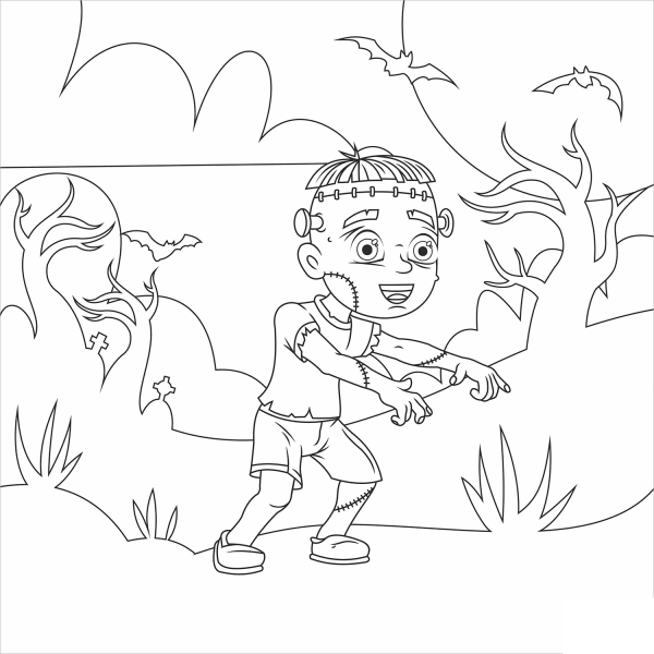 Frankenstein coloring page image
