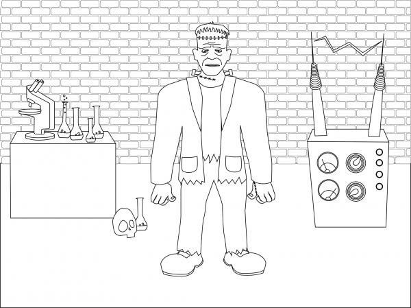 Frankenstein coloring page image