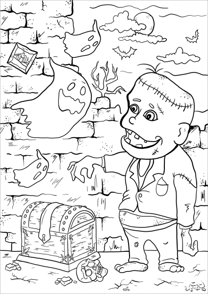 Frankenstein coloring page image