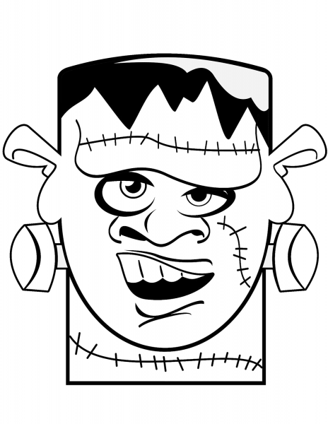 Frankenstein Head coloring page image