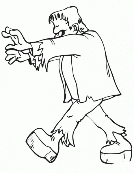 Frankenstein Walking coloring page image