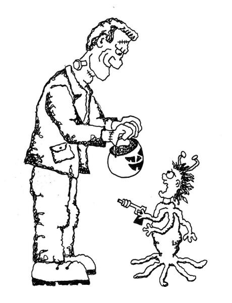 Frankenstein With Pumpkin  coloring page image