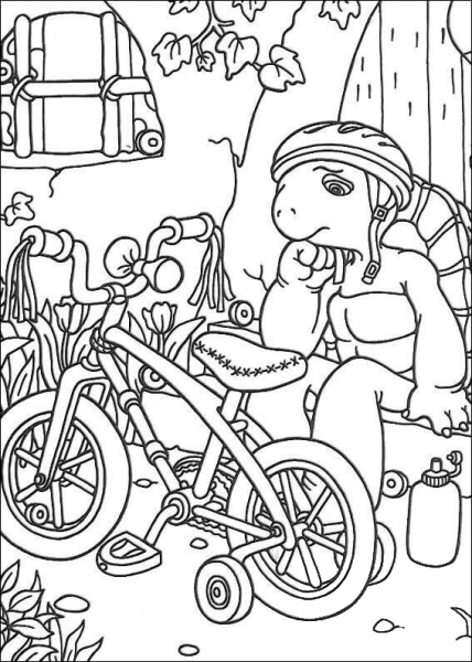 Franklin And His Bicycle  coloring page image