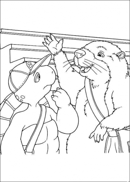 Franklin And His Friend Beaver coloring page image