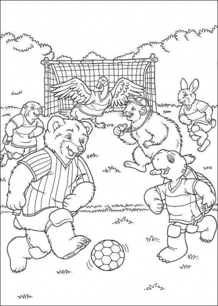 Franklin And his Friends animals Are Playing Soccer Together  coloring page image