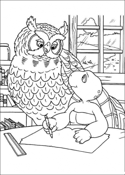 Franklin And His Teacher Mr.Owl coloring page image