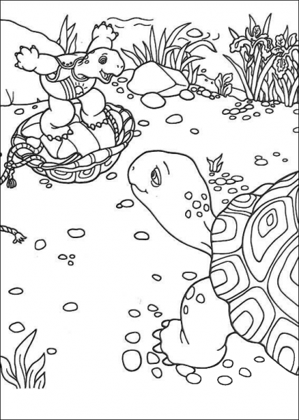 Franklin And Mr. Johnathan Turtle coloring page image