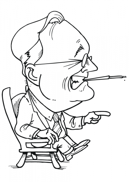 Franklin D. Roosevelt Caricature coloring page image