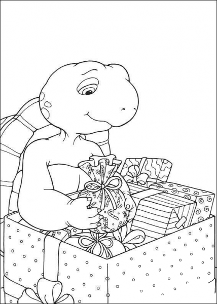 Franklin Has A Lot Of Presents coloring page image