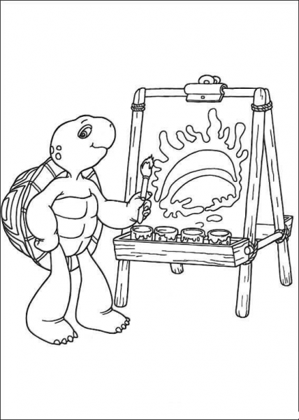 Franklin Is Painting  coloring page image