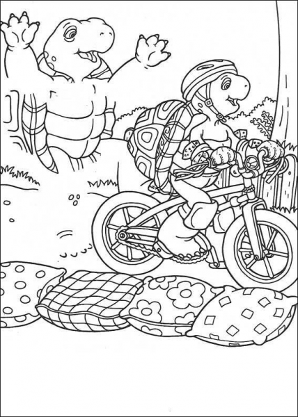 Franklin Is Riding A Bicycle  coloring page image