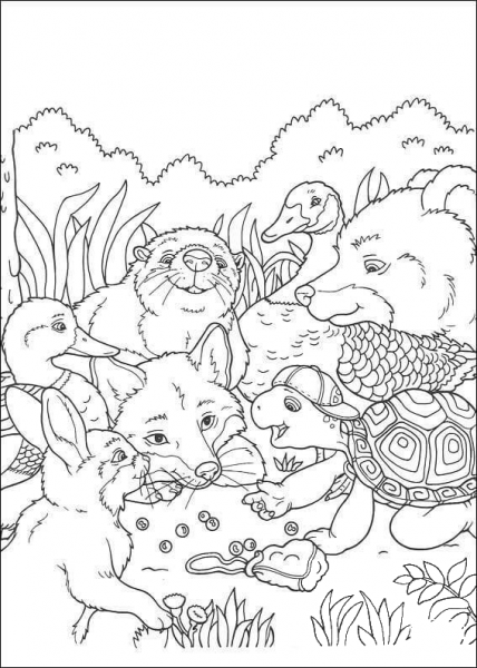 Franklin Is Talking to his Friends  coloring page image